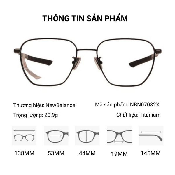 New Balance NBN07082X Gọng Kính Đa Giác Titanium - Tem Chính Hãng 101