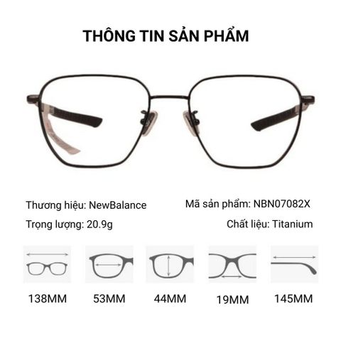  New Balance NBN07082X Gọng Kính Đa Giác Titanium - Tem Chính Hãng 101 