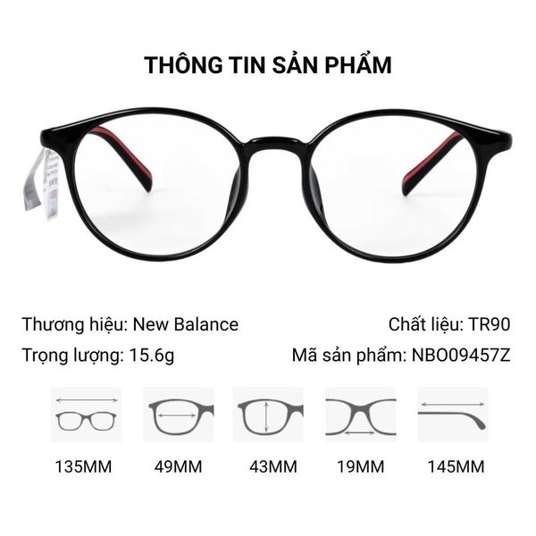 Gọng Kính Tròn Thể Thao New Balance NBO09457Z – Tem Chính Hãng 101