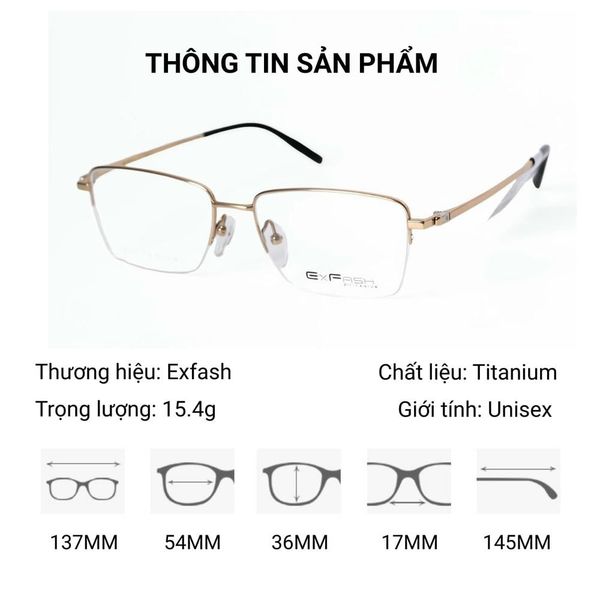 Gọng Kính Nửa Khung Chữ Nhật Exfash EF33278T  – Tem Chính Hãng 101