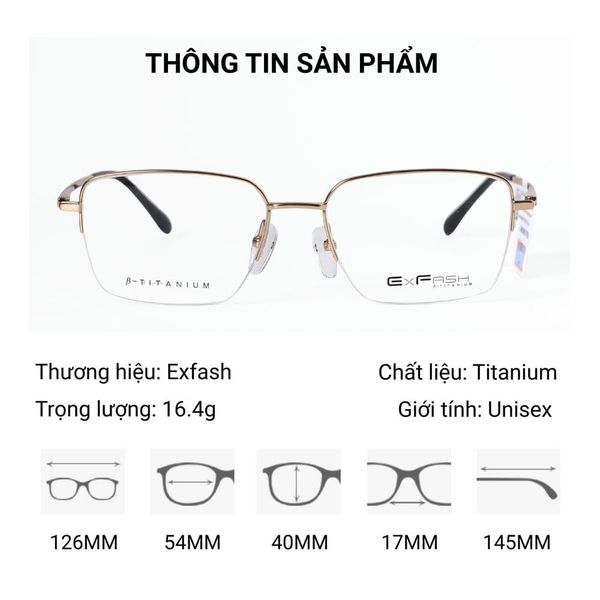 Exfash EF33281T Gọng Kính Nửa Khung Titanium – Tem Chính Hãng 101