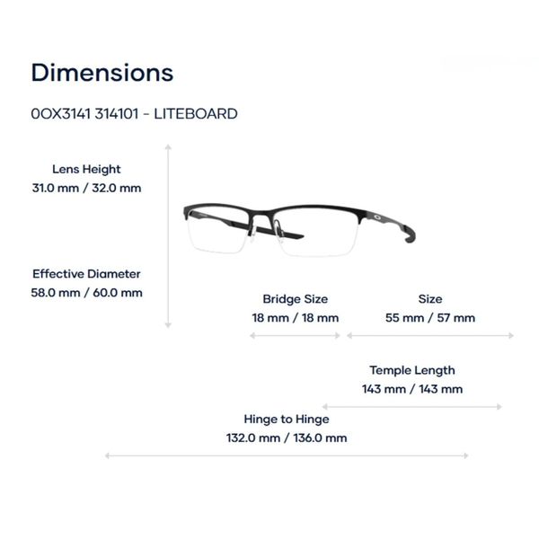 Gọng Kính Nửa Khung Oakley Liteboard 0OX3141 – Tem Chính Hãng Luxottica