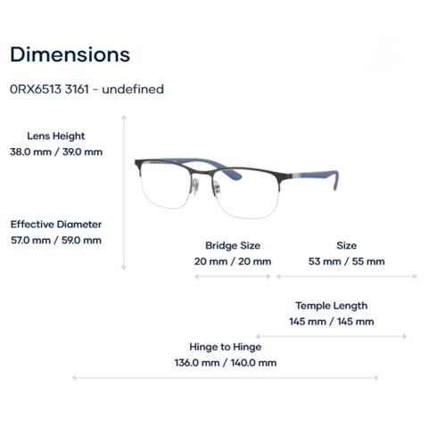  Gọng Kính Nửa Khung Ray-Ban 0RX6513 – Tem Chính Hãng Luxottica 