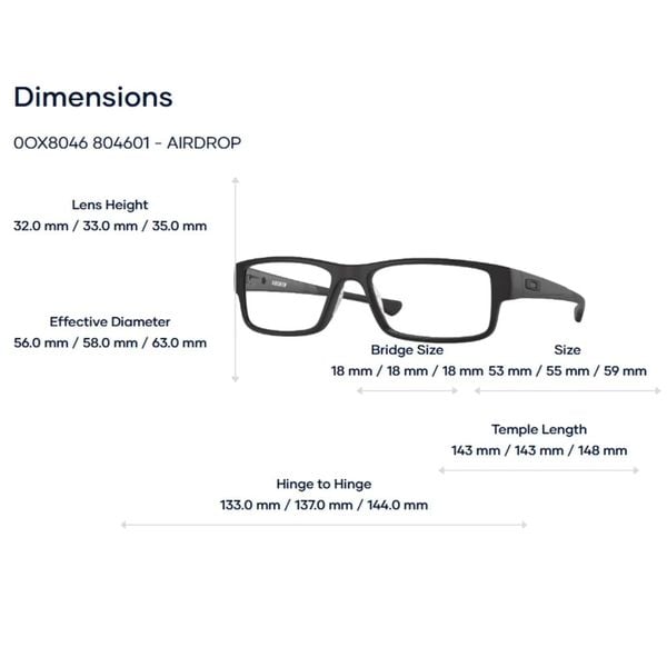 Gọng Kính Oakley Airdrop 0OX8046 – Tem Chính Hãng Luxottica