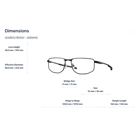  Oakley OX3012 Addams Gọng Kính – Tem Chính Hãng Luxottica 