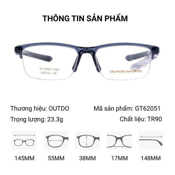 Outdo GT62051 Gọng Kính Thể Thao – Tem Chính Hãng 101