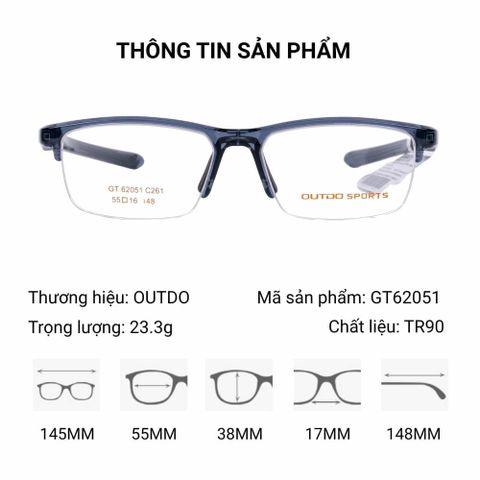  Outdo GT62051 Gọng Kính Thể Thao – Tem Chính Hãng 101 