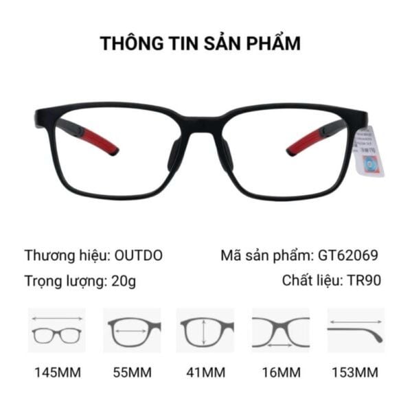 Outdo GT62069 Gọng Kính Thể Thao – Tem Chính Hãng 101