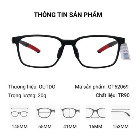  Outdo GT62069 Gọng Kính Thể Thao – Tem Chính Hãng 101 
