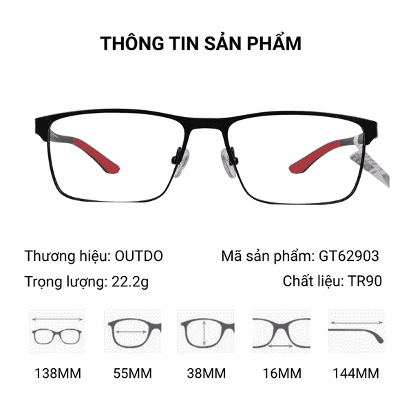 Outdo GT62903 Gọng Kính Thể Thao – Tem Chính Hãng 101
