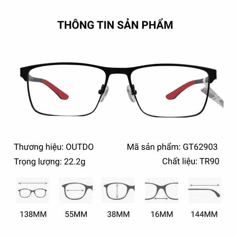  Outdo GT62903 Gọng Kính Thể Thao – Tem Chính Hãng 101 