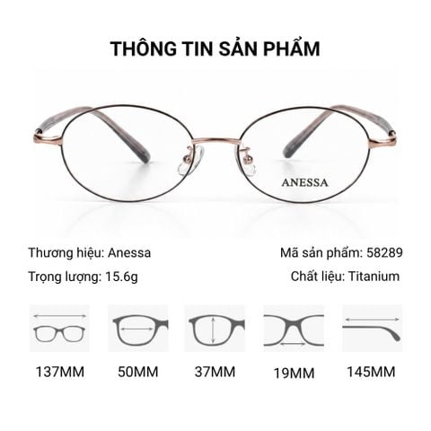  Gọng Kính Oval Anessa 58289 