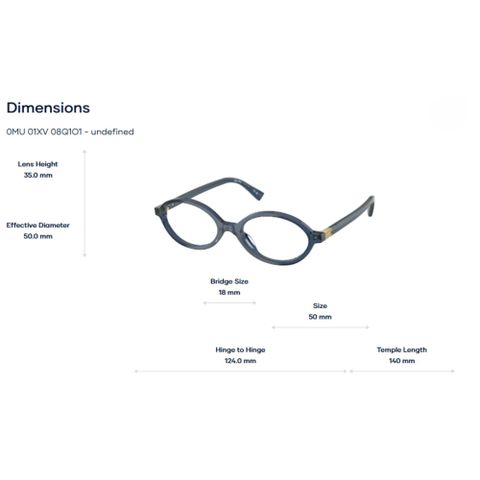  Miu Miu 0MU 01XV Gọng Kính Oval - Tem Chính Hãng Luxottica 