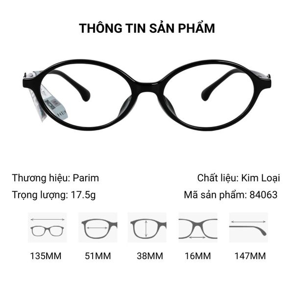 Parim 84063 Gọng Kính Oval – Tem Chính Hãng 101