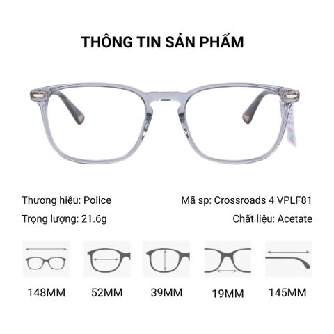  Gọng Kính Police Crossroads 4 VPLF81 - Tem Chính Hãng 101 