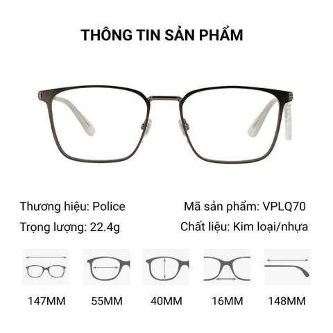  Gọng Kính Police VPLQ70 Code 7 Chính Hãng 