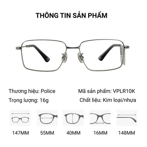  Police VPLR10K Gọng Kính - Tem Chính Hãng 