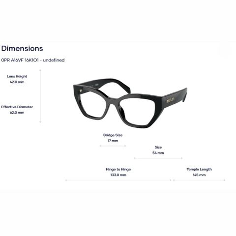  Prada 0PR A16VF Gọng Kính Mắt Mèo – Tem Chính Hãng Luxottica 