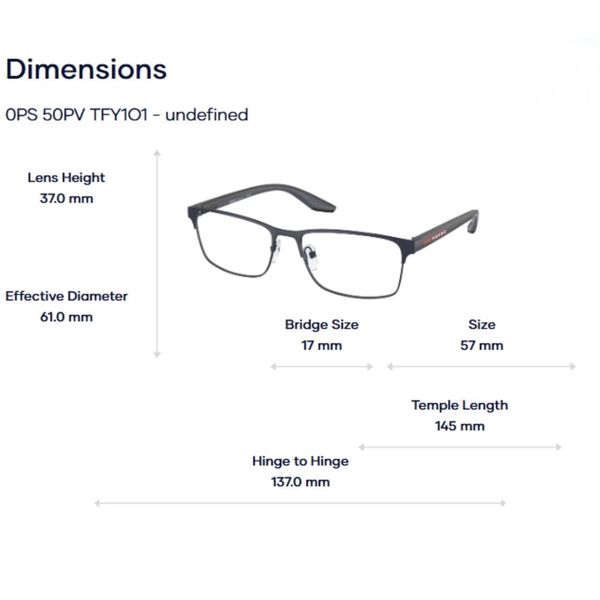 Gọng Kính Nửa Khung Prada Linea Rossa 0PS 50PV - Tem Chính Hãng