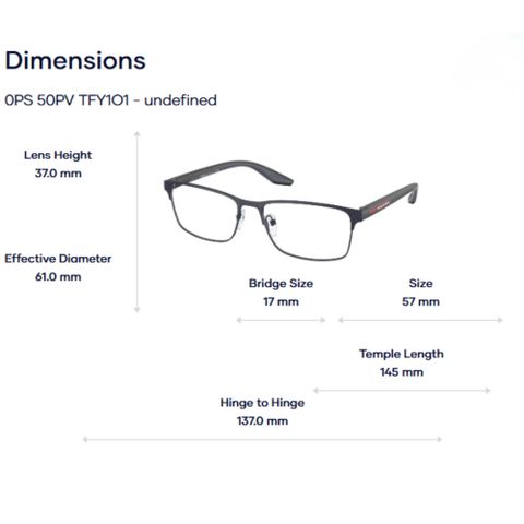  Gọng Kính Nửa Khung Prada Linea Rossa 0PS 50PV - Tem Chính Hãng 