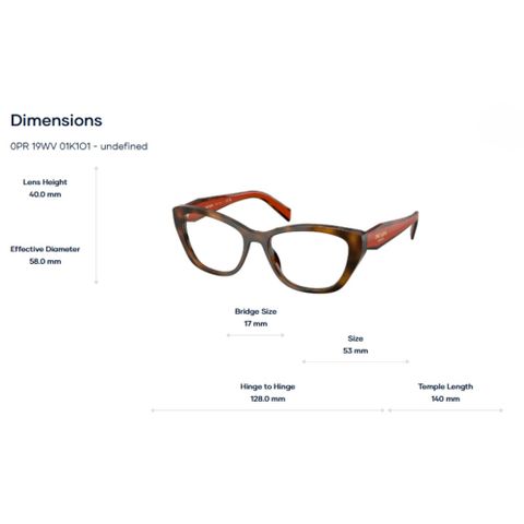  Gọng Kính Mắt Mèo Prada 0PR 19WV – Tem Chính Hãng Luxottica 