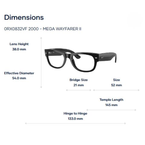  Gọng Kính RayBan Mega wayfarer ii 0RX0832VF – Chính Hãng Luxottica 
