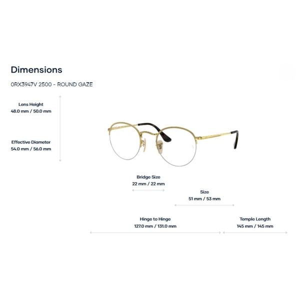 Gọng Kính Nửa Khung Rayban Round gaze 0RX3947V - Tem Chính Hãng Luxottica