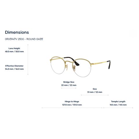  Gọng Kính Nửa Khung RayBan Round gaze 0RX3947V - Tem Chính Hãng Luxottica 