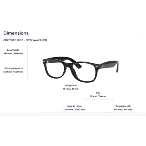  RayBan 0RX5184F New Wayfarer Gọng Kính– Tem Chính Hãng Luxottica 