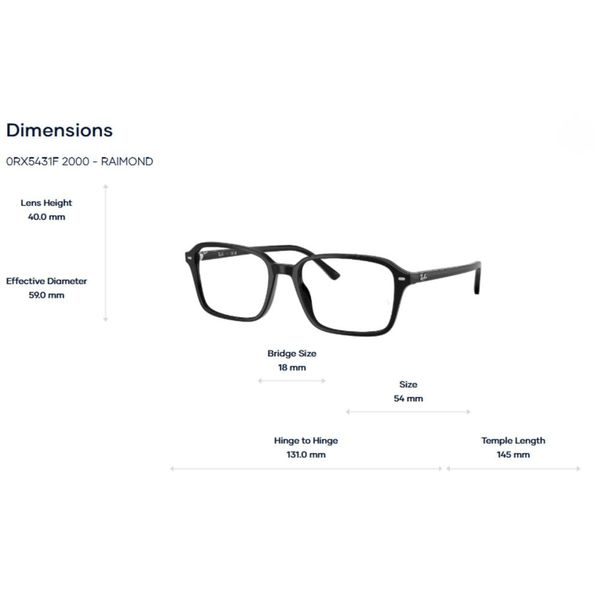 Gọng Kính Vuông RayBan Raimond 0RX5431F - Tem Chính Hãng Luxottica