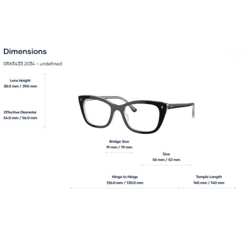  RayBan 0RX5433 Gọng Kính - Tem Chính Hãng Luxottica 