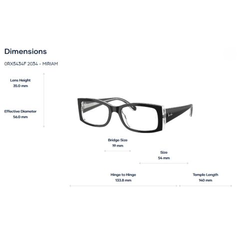  Gọng Kính Chữ Nhật RayBan Miriam 0RX5434F - Tem Chính Hãng Luxottica 