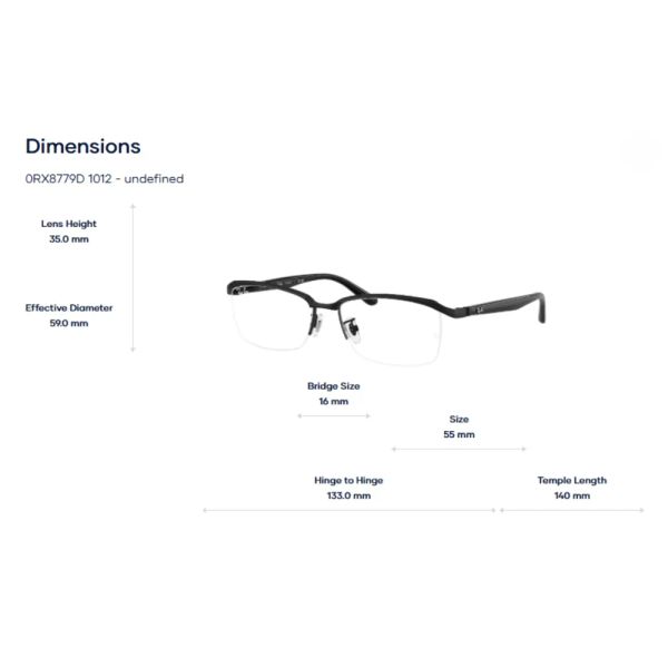  Gọng Kính Nửa Khung Ray-Ban 0RX8779D Titanium - Chính Hãng 