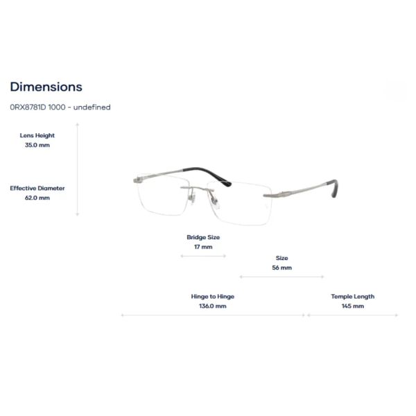  Kính Không Gọng Ray-Ban 0RX8781D Titanium - Chính Hãng 