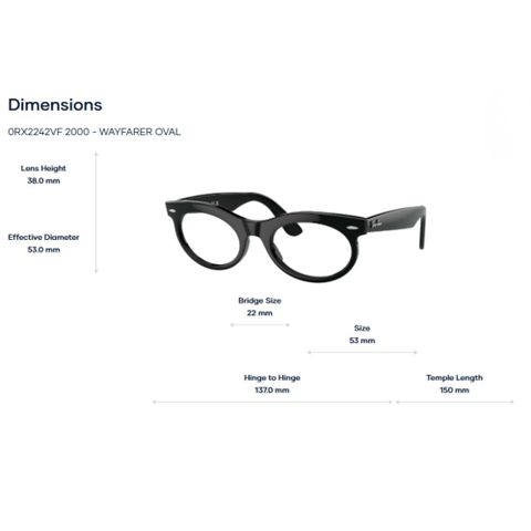  RayBan Wayfarer Oval 0RX2242VF Gọng Kính – Tem Chính Hãng Luxottica 
