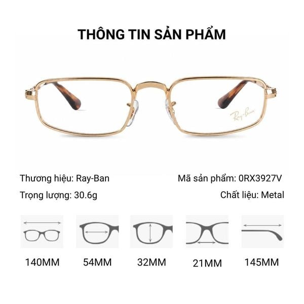 Gọng Kính Chữ Nhật RayBan 0RX3927V – Tem Chính Hãng Luxottica