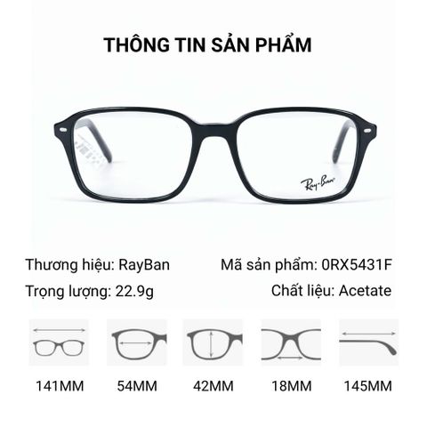  Gọng Kính Vuông RayBan Raimond 0RX5431F - Tem Chính Hãng Luxottica 