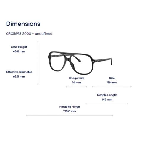  Gọng Kính RayBan 0RX5698 Bill Optics – Tem Chính Hãng Luxottica 