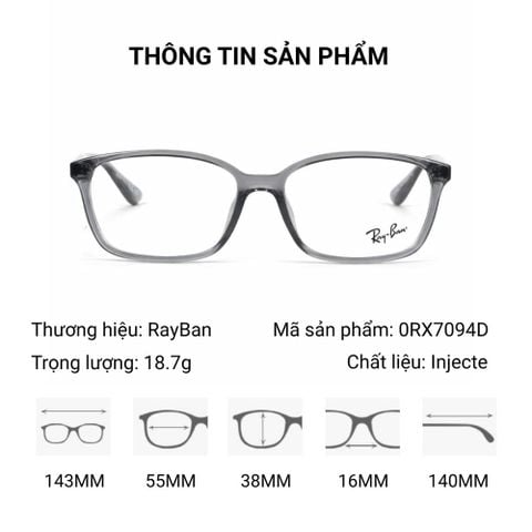  Gọng Kính Rayban 0RX7094D – Tem Chính Hãng Luxottica 