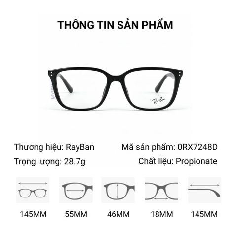  Gọng Kính Rayban 0RX7248D Glasses - Tem Chính Hãng Luxottica 