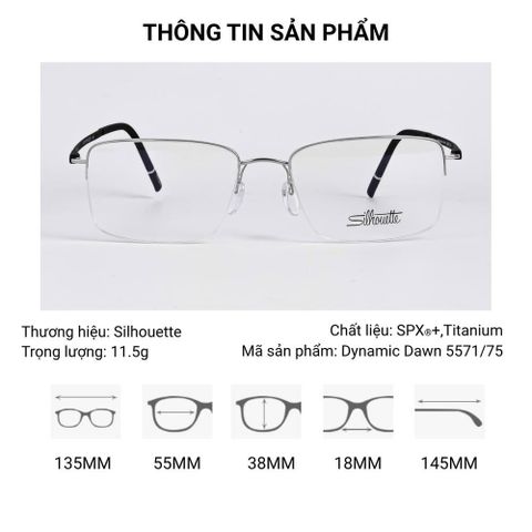  Silhouette Dynamic Dawn 5571/75 Gọng Kính Nửa Khung – Tem Chính Hãng 101 