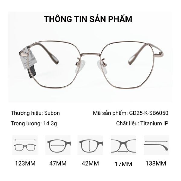 Gọng Kính Đa Giác Subon GD25-K-SB6050  – Chính Hãng