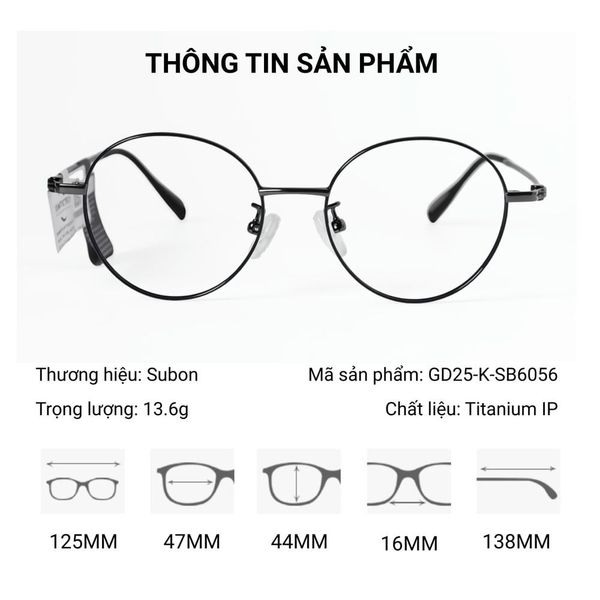 Gọng Kính Tròn Subon GD25-K-SB6056  – Chính Hãng