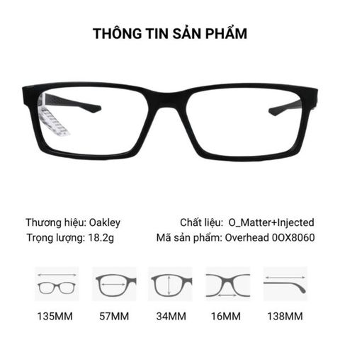  Oakley Overhead 0OX8060 Gọng Kính Thể Thao – Tem Chính Hãng Luxottica 