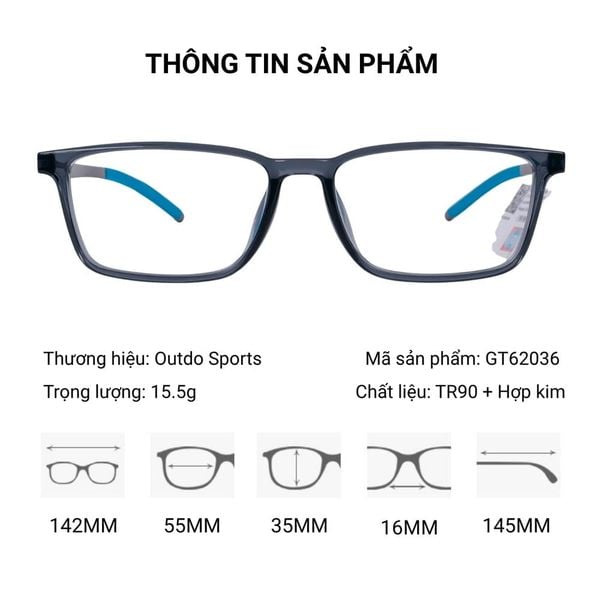 Gọng Kính Thể Thao Nam Nữ Cao Cấp OUTDO GT62036 Chính Hãng