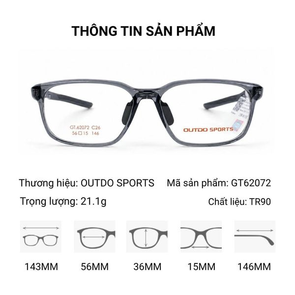 OUTDO GT62072 Gọng Kính Thể Thao - Tem chính hãng 101