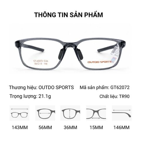  Gọng Kính Thể Thao OUTDO GT62072 - Tem chính hãng 101 