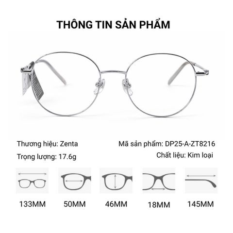  Zenta DP25-A-ZT8216 Gọng Kính Tròn Titanium – Chính Hãng 