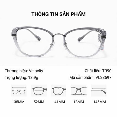  Velocity VL23597 Gọng Kính Mắt Mèo – Tem Chính Hãng 101 