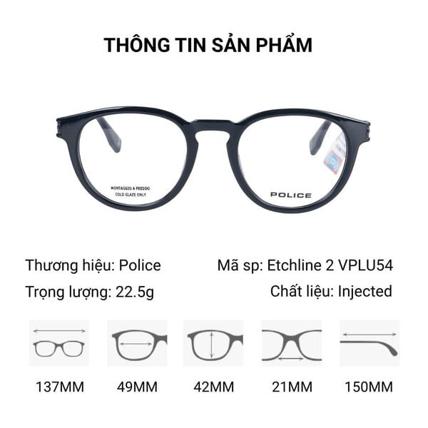  Gọng Kính Police Etchline 2 VPLU54 - Chính Hãng 101 